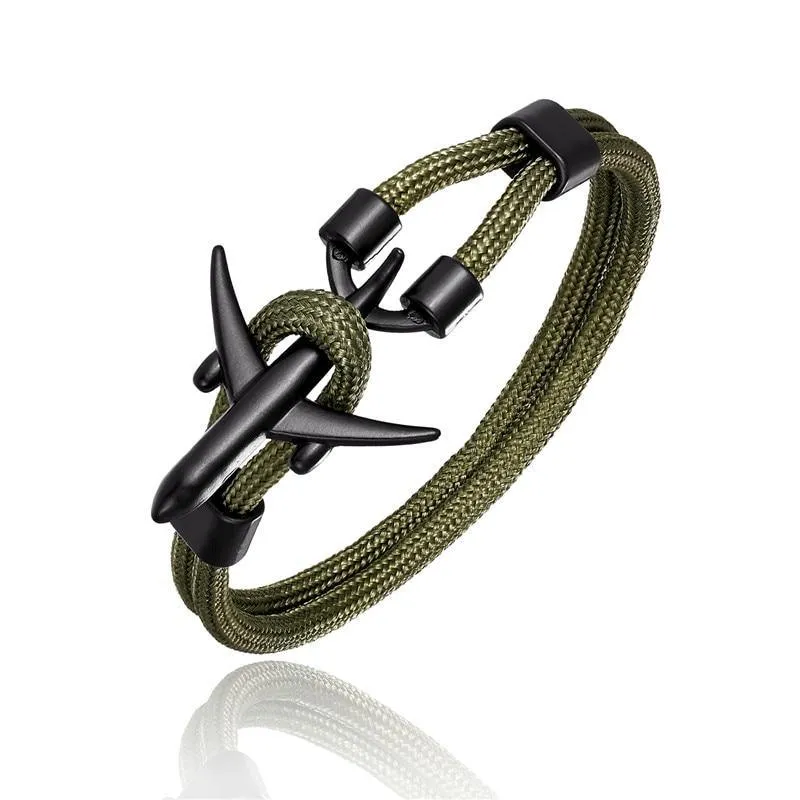 New Modern Elegant Fashion Anchor For Men And Women Luxury Airplane Bracelets Charm Rope Chain Paracord Hope To Safe Jewelry Hombres