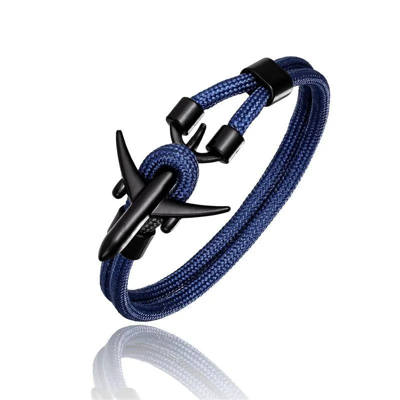New Modern Elegant Fashion Anchor For Men And Women Luxury Airplane Bracelets Charm Rope Chain Paracord Hope To Safe Jewelry Hombres