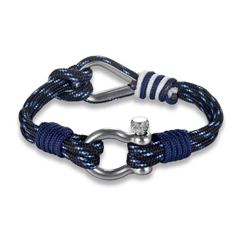 New Modern Fashion Luxury Sport Camping Parachute Navy Blue Cord For Men And Women Nautical Survival Rope Chain Bracelet Summer Style
