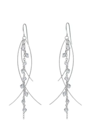 Nina Breddal Sterling Silver Crystal Long Drop Earrings