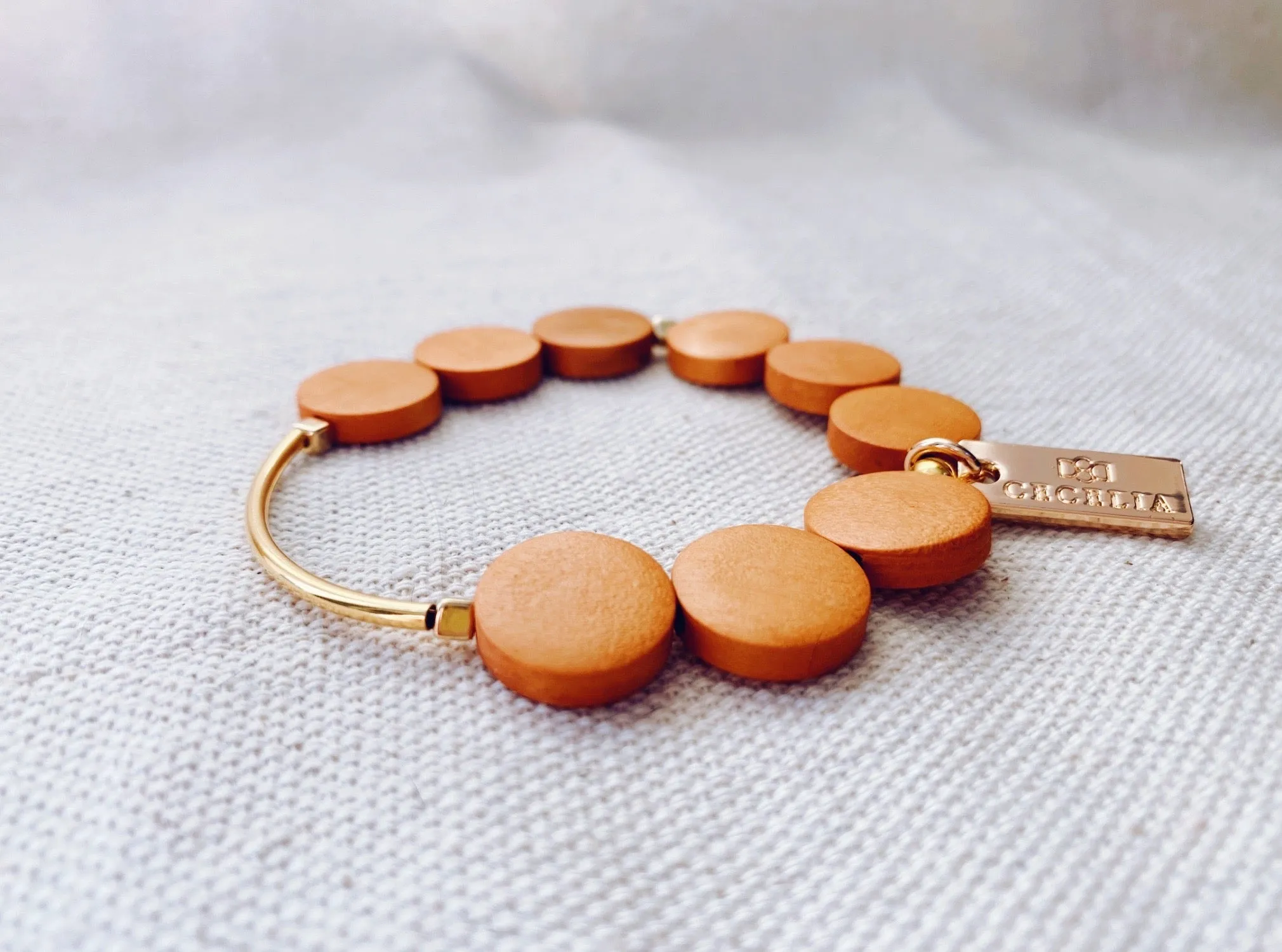 Nomad Wood Bracelets with Gold Bar