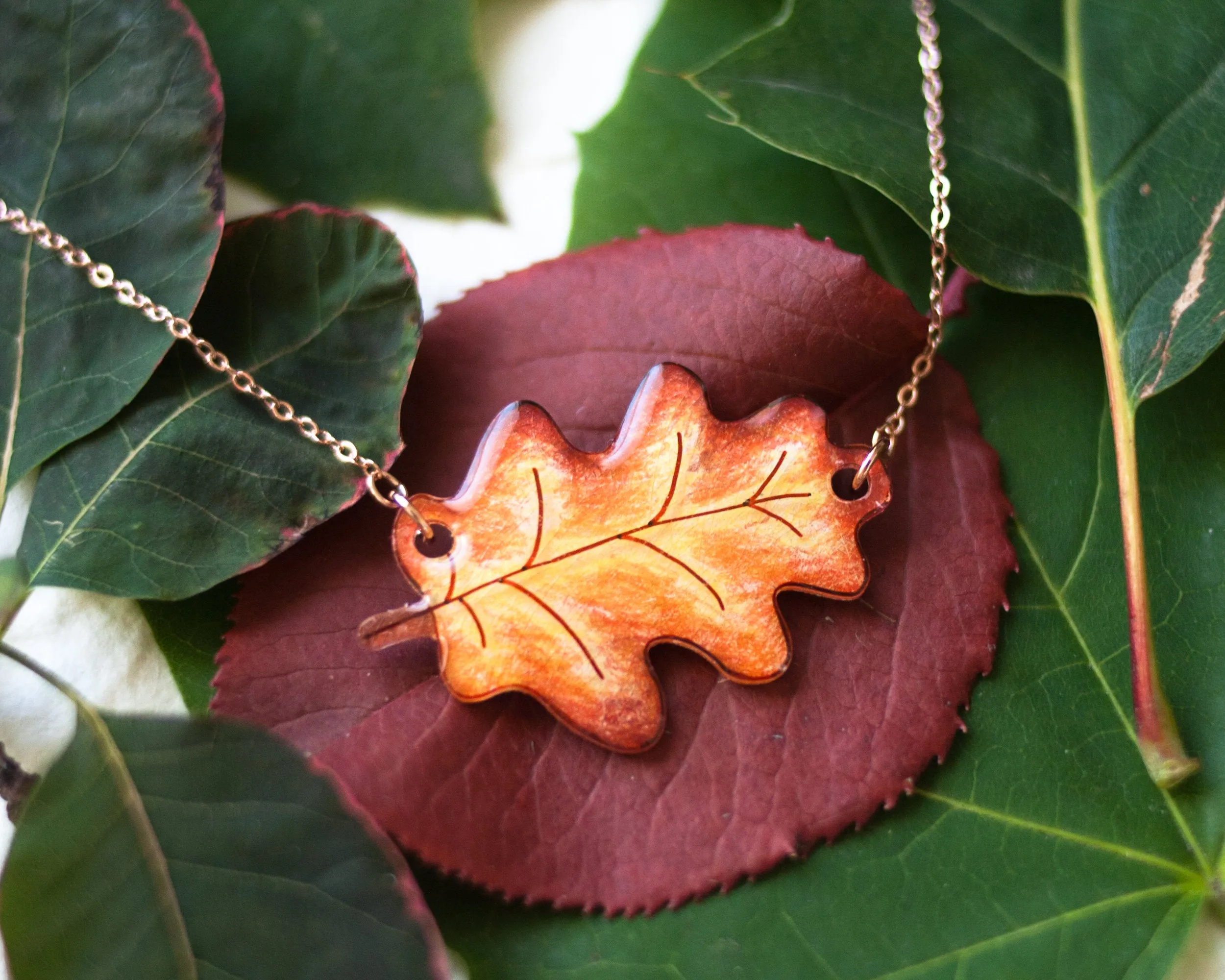 Oak Leaf Pendant Necklace