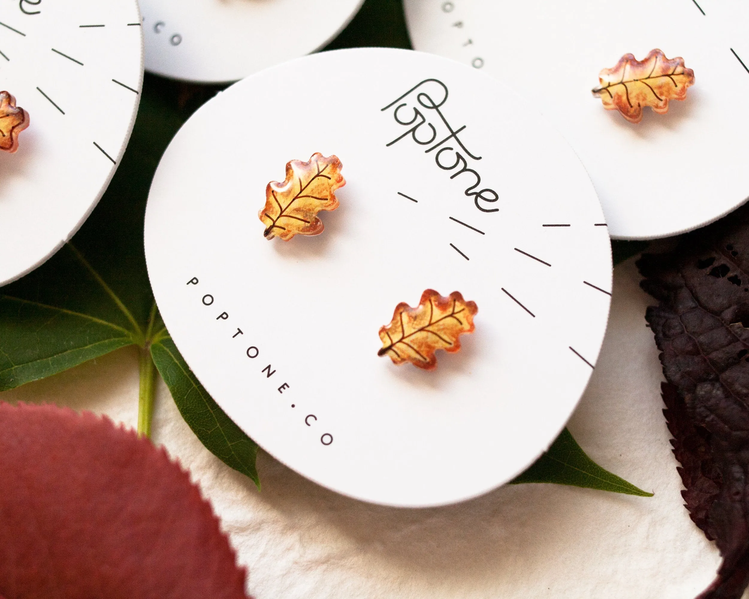 Oak Leaf Stud Earrings