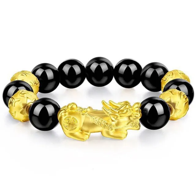 Obsidian Stone Beaded Fashion Bracelet for Women