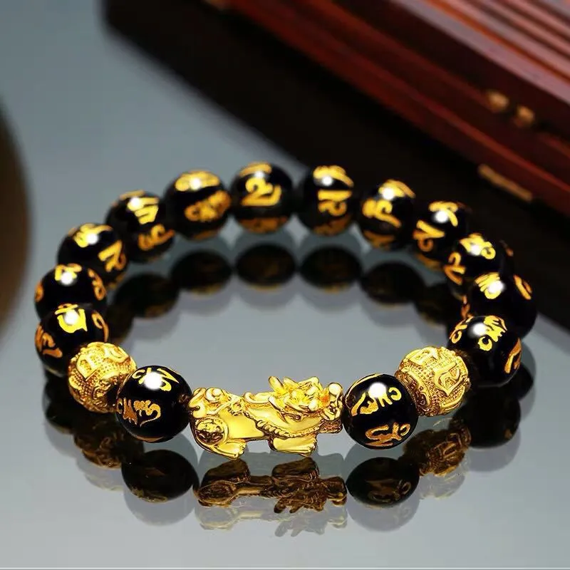 Obsidian Stone Beaded Fashion Bracelet for Women
