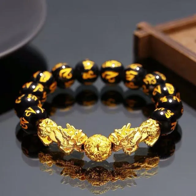 Obsidian Stone Beaded Fashion Bracelet for Women