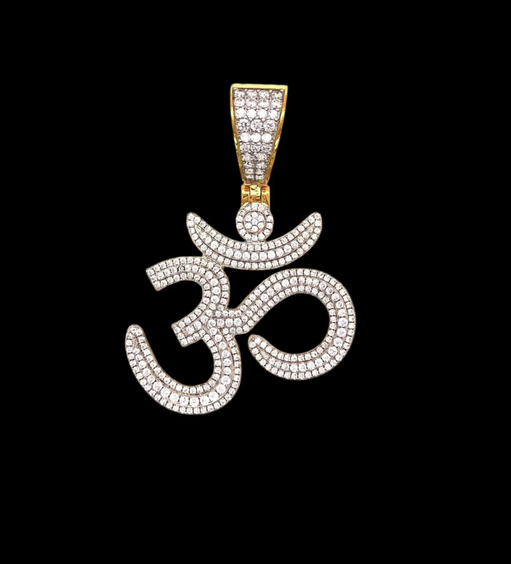 Ohm Om Yoga Buddha Namaste Sterling Silver 925 with Cubic Zirconia Pendant Charm - 466235