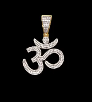 Ohm Om Yoga Buddha Namaste Sterling Silver 925 with Cubic Zirconia Pendant Charm - 466235