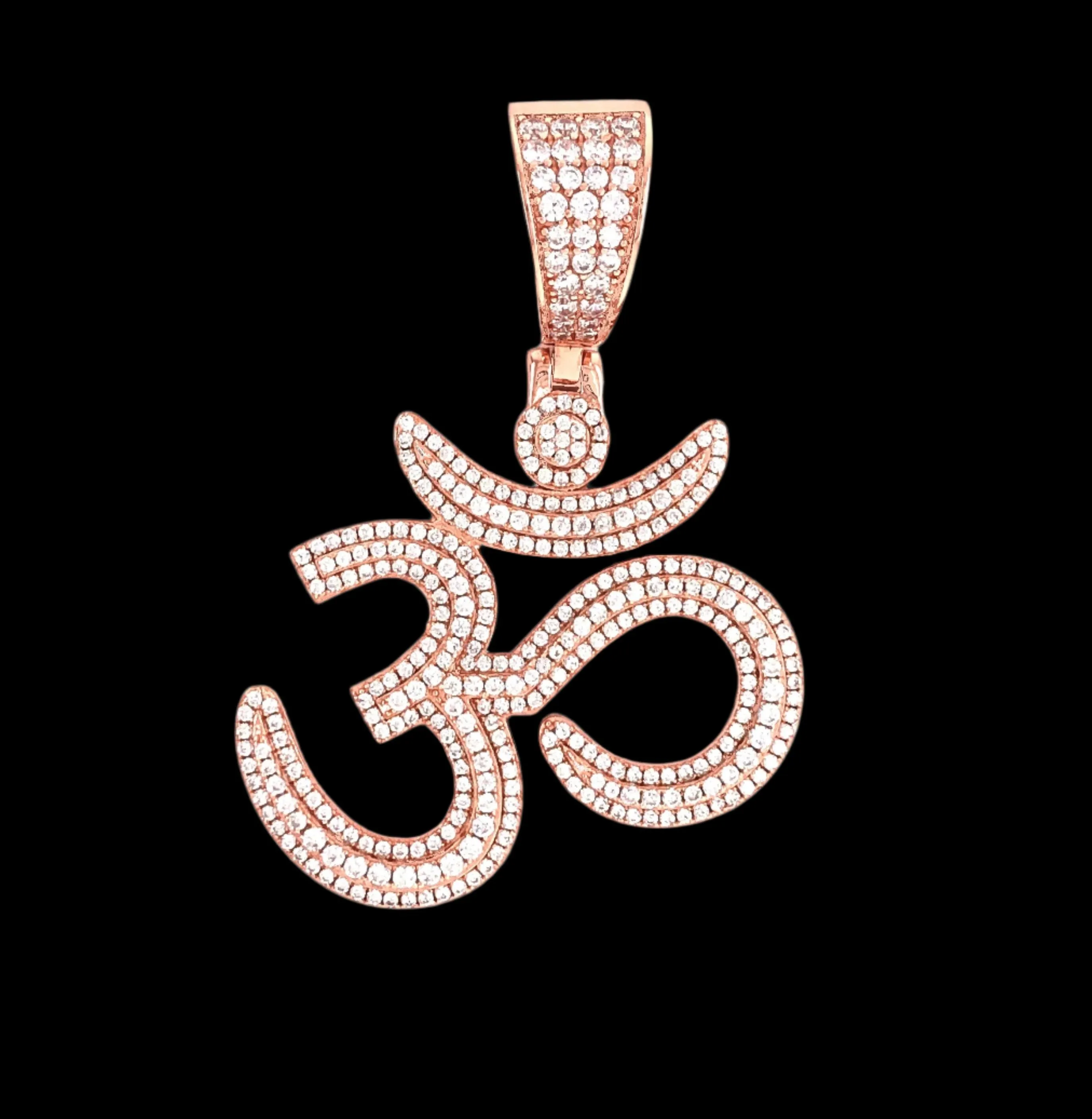 Ohm Om Yoga Buddha Namaste Sterling Silver 925 with Cubic Zirconia Pendant Charm - 466235