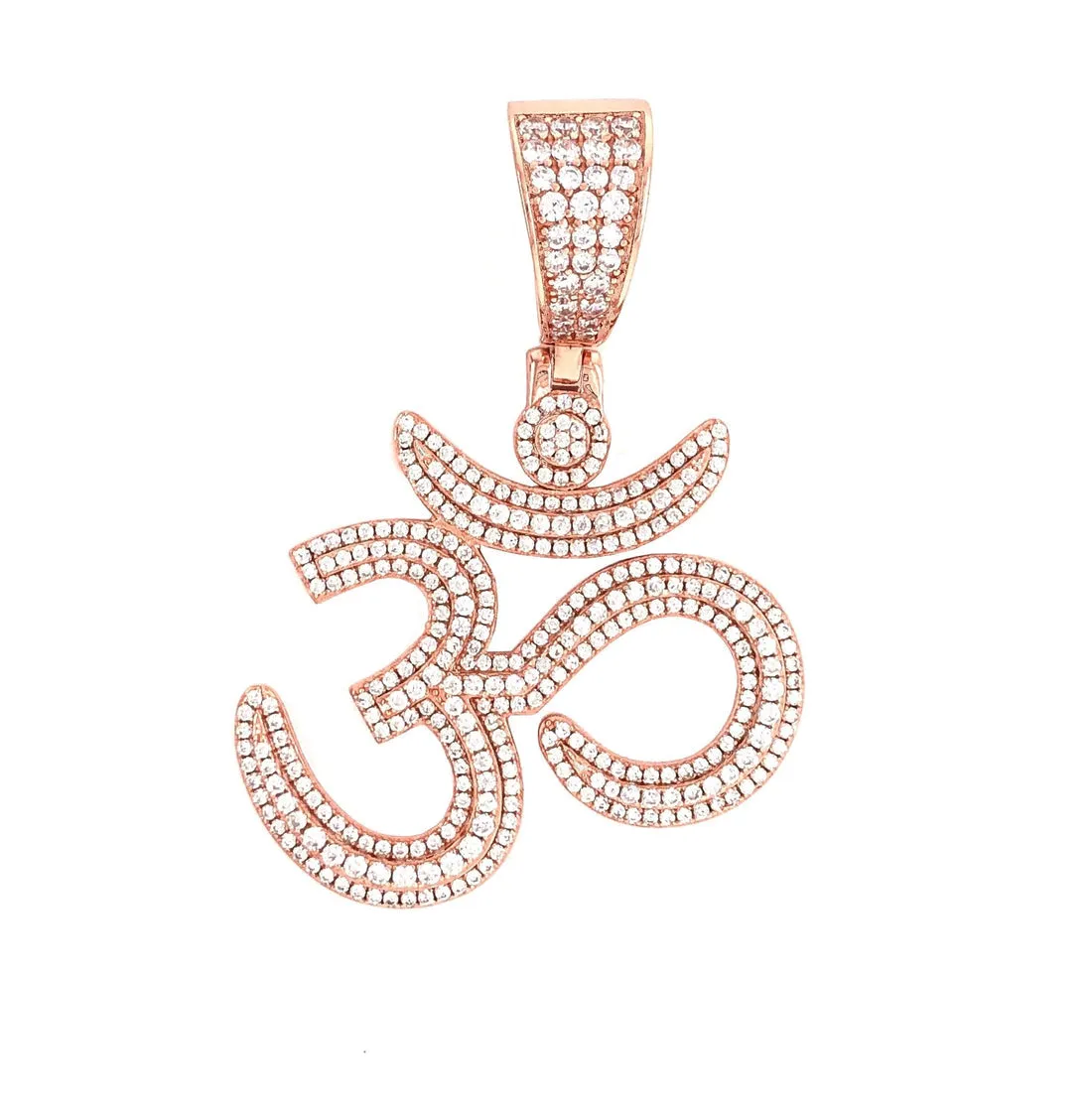 Ohm Om Yoga Buddha Namaste Sterling Silver 925 with Cubic Zirconia Pendant Charm - 466235