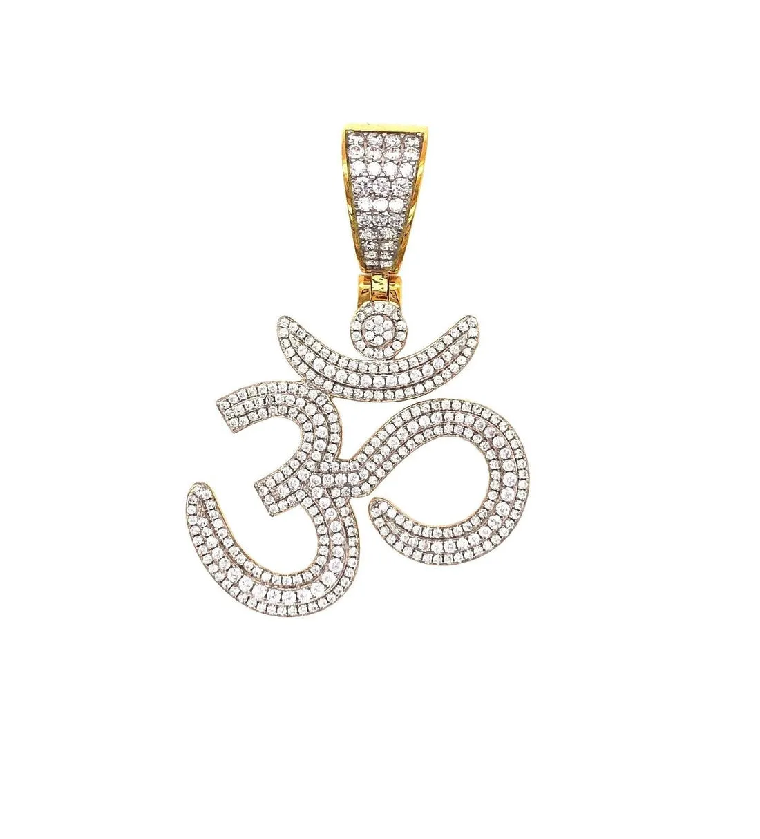 Ohm Om Yoga Buddha Namaste Sterling Silver 925 with Cubic Zirconia Pendant Charm - 466235