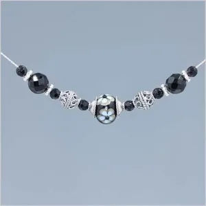 Onyx and Black Glass Lampwork Bead Necklace