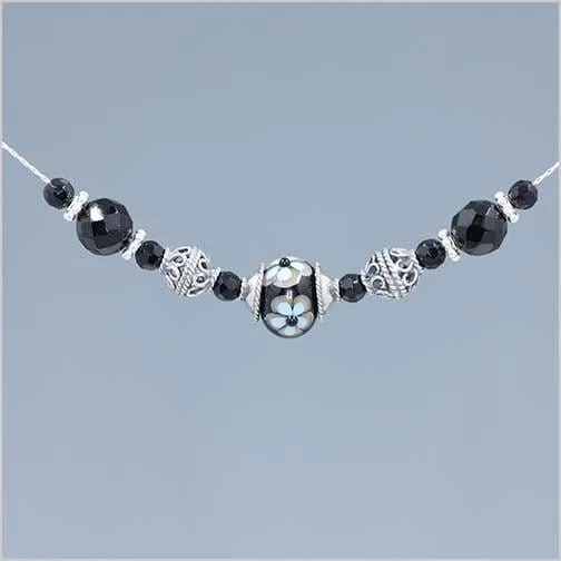 Onyx and Black Glass Lampwork Bead Necklace