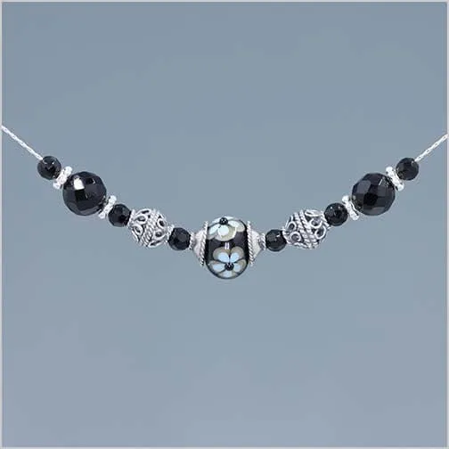 Onyx and Black Glass Lampwork Bead Necklace