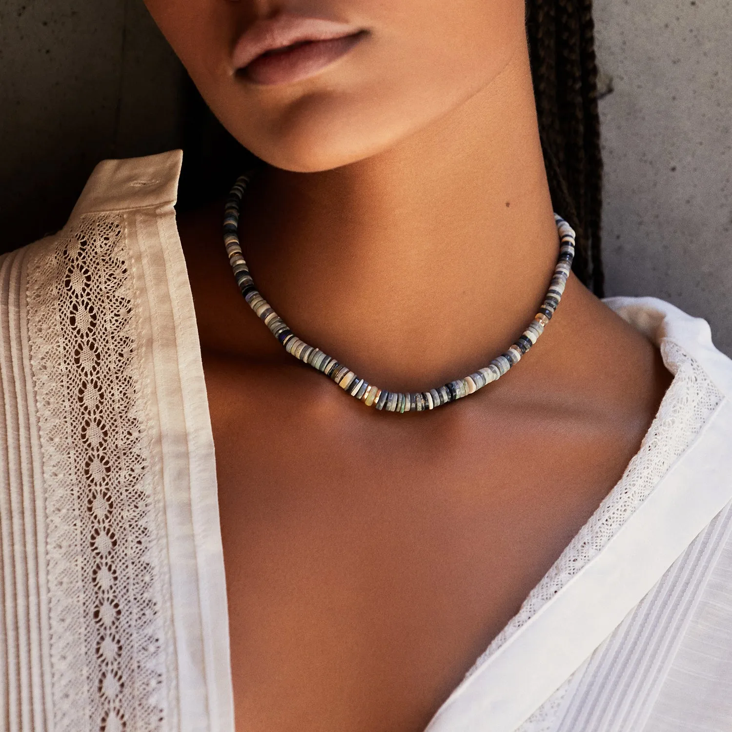 Opal Heishi Bead Necklace