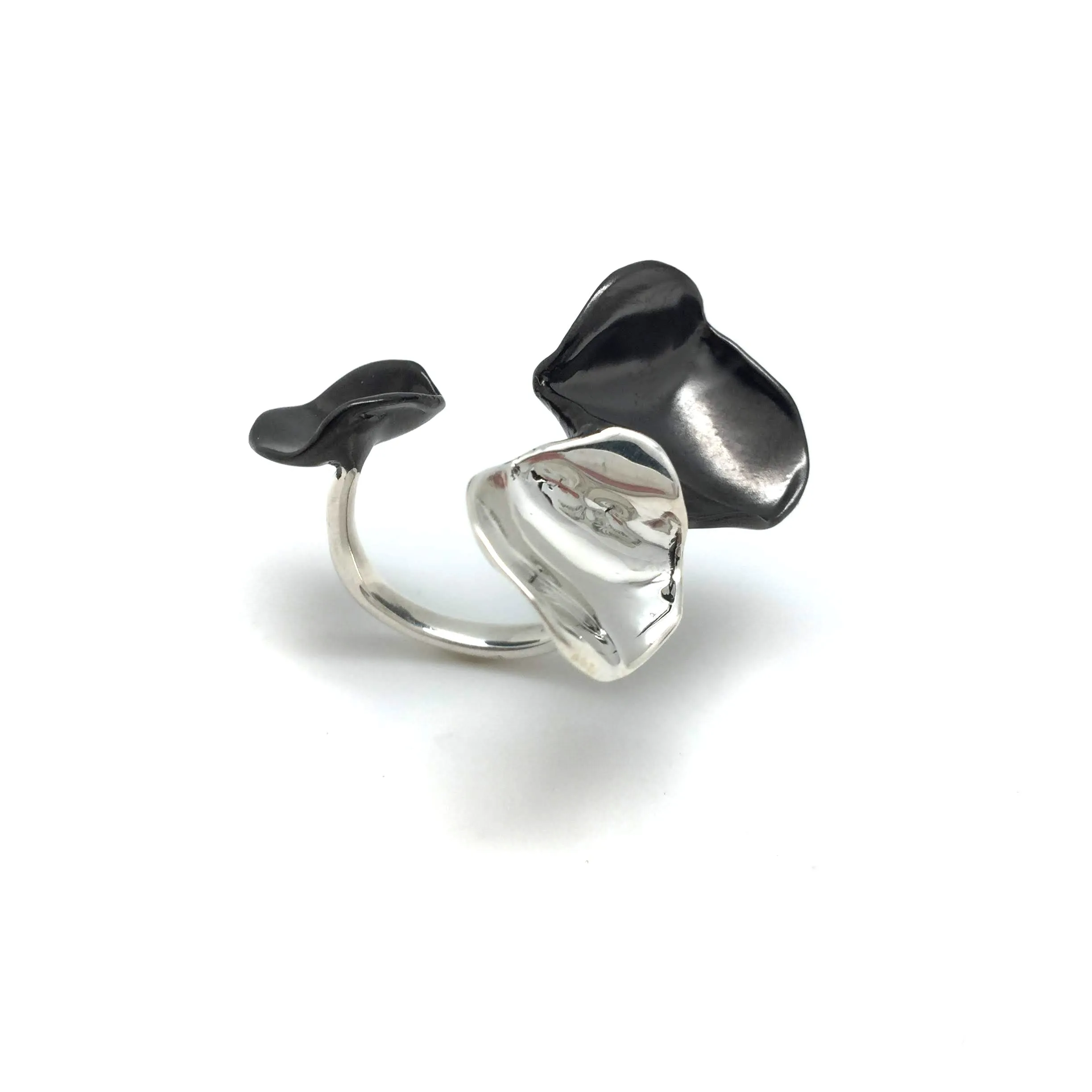 Open Silver Petal Ring