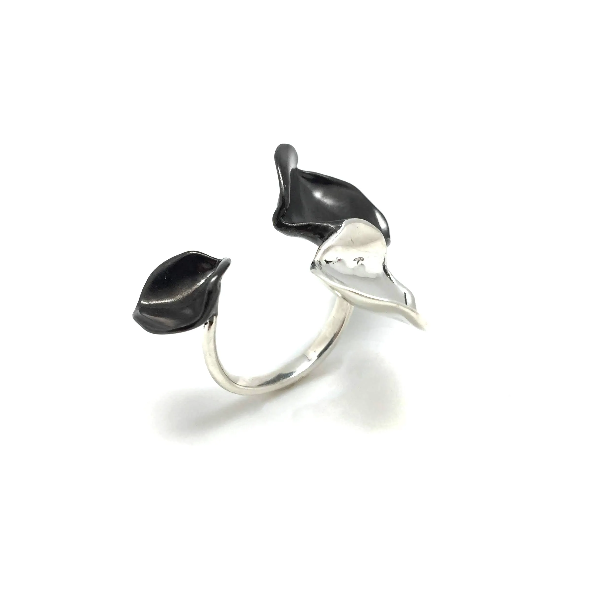 Open Silver Petal Ring