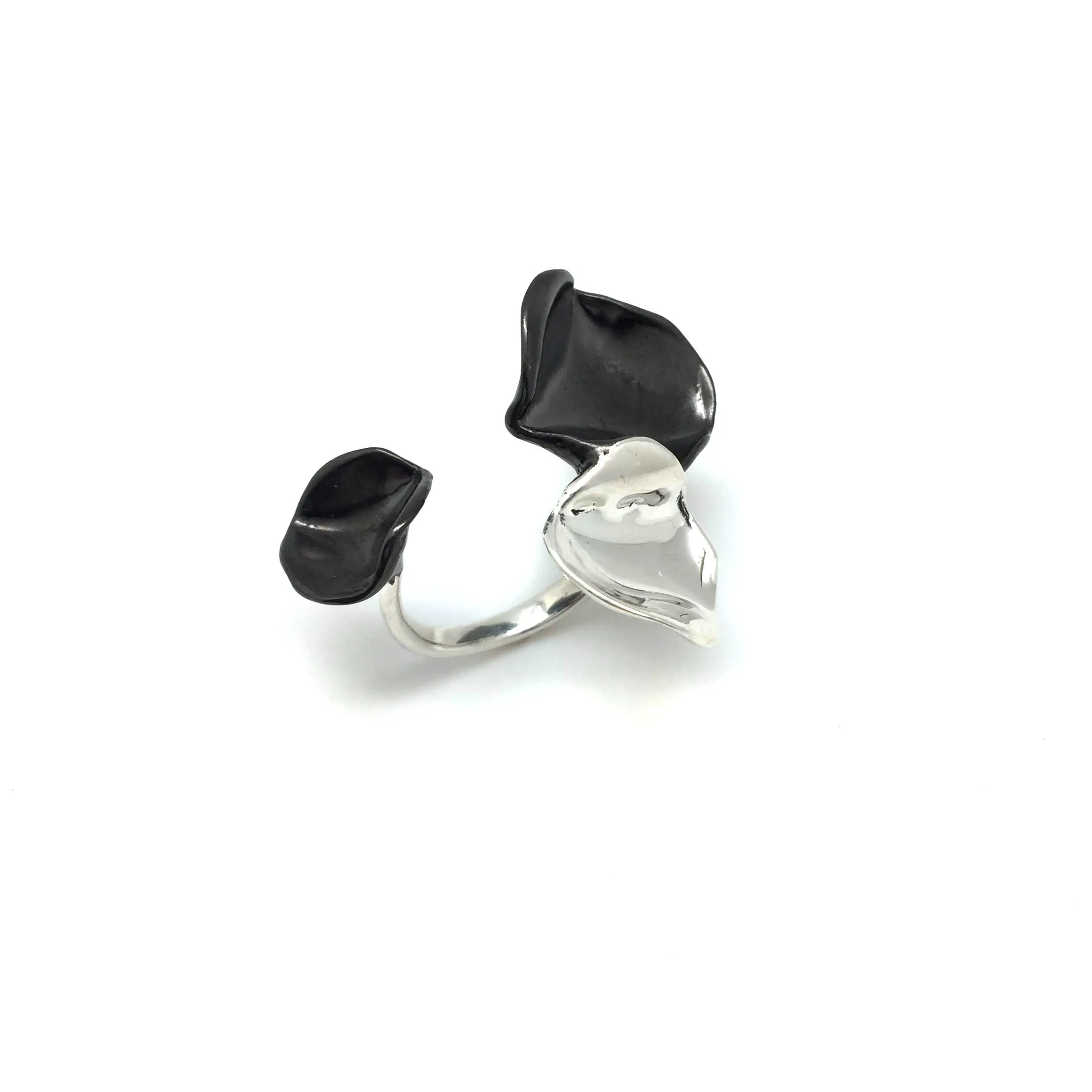 Open Silver Petal Ring