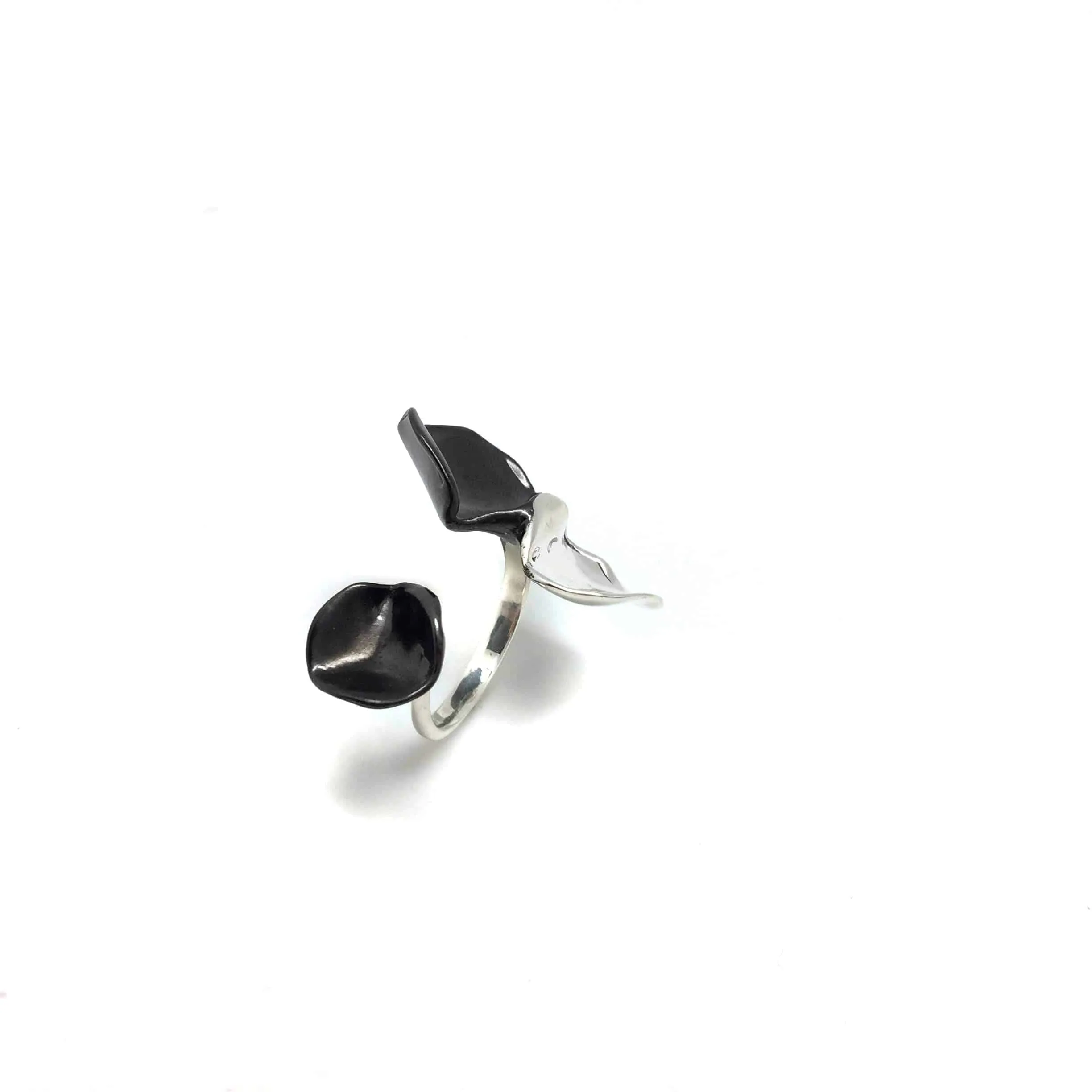 Open Silver Petal Ring