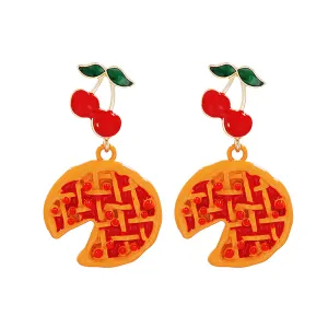 Orange Enamel & Resin Tiered Cherry Pomegranate Drop Earrings