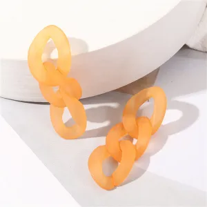 Orange Resin & Silver-Plated Curb Chain Drop Earrings