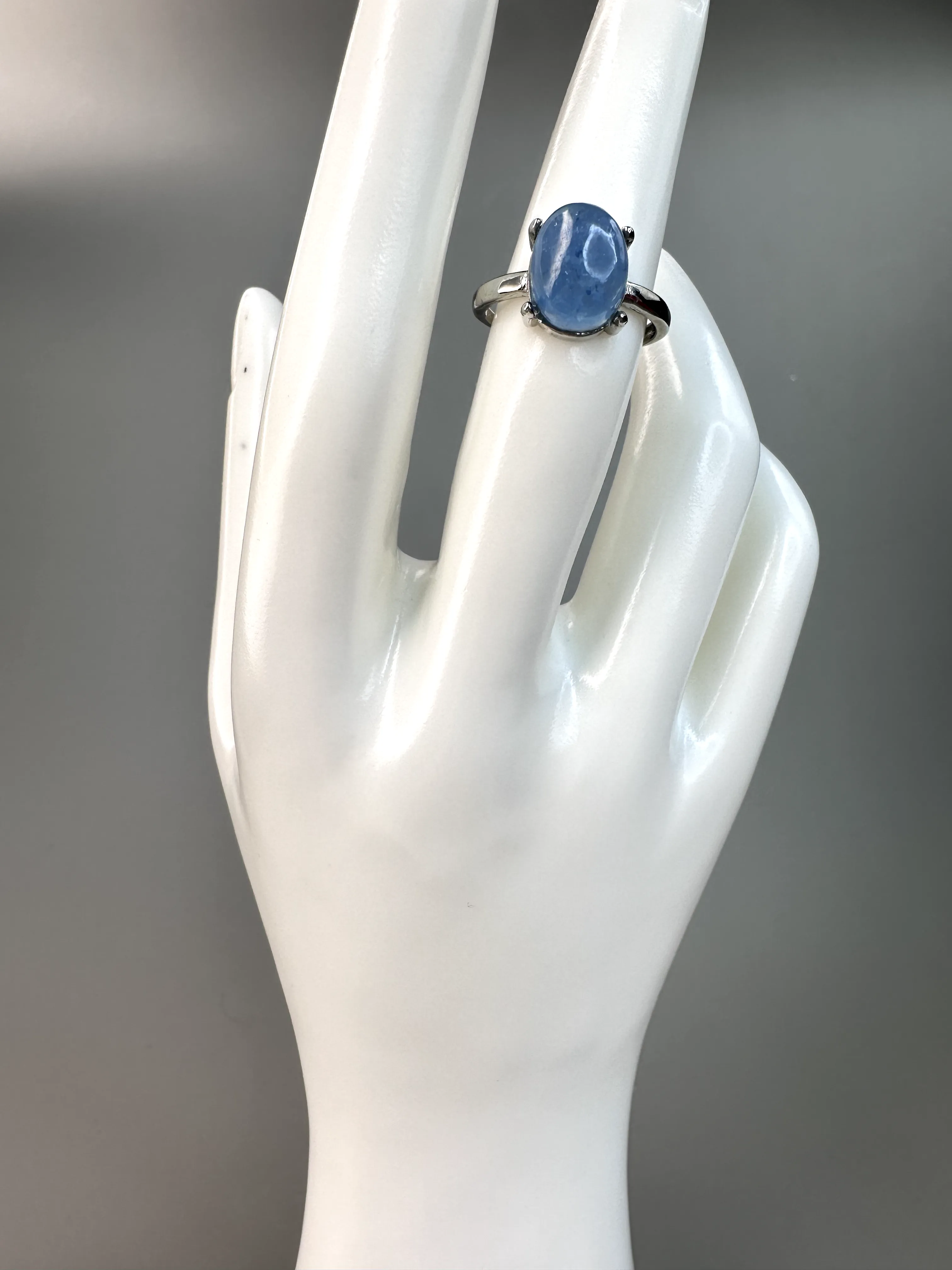 Oval Aquamarine Ring | Adjustable | Silver Plated