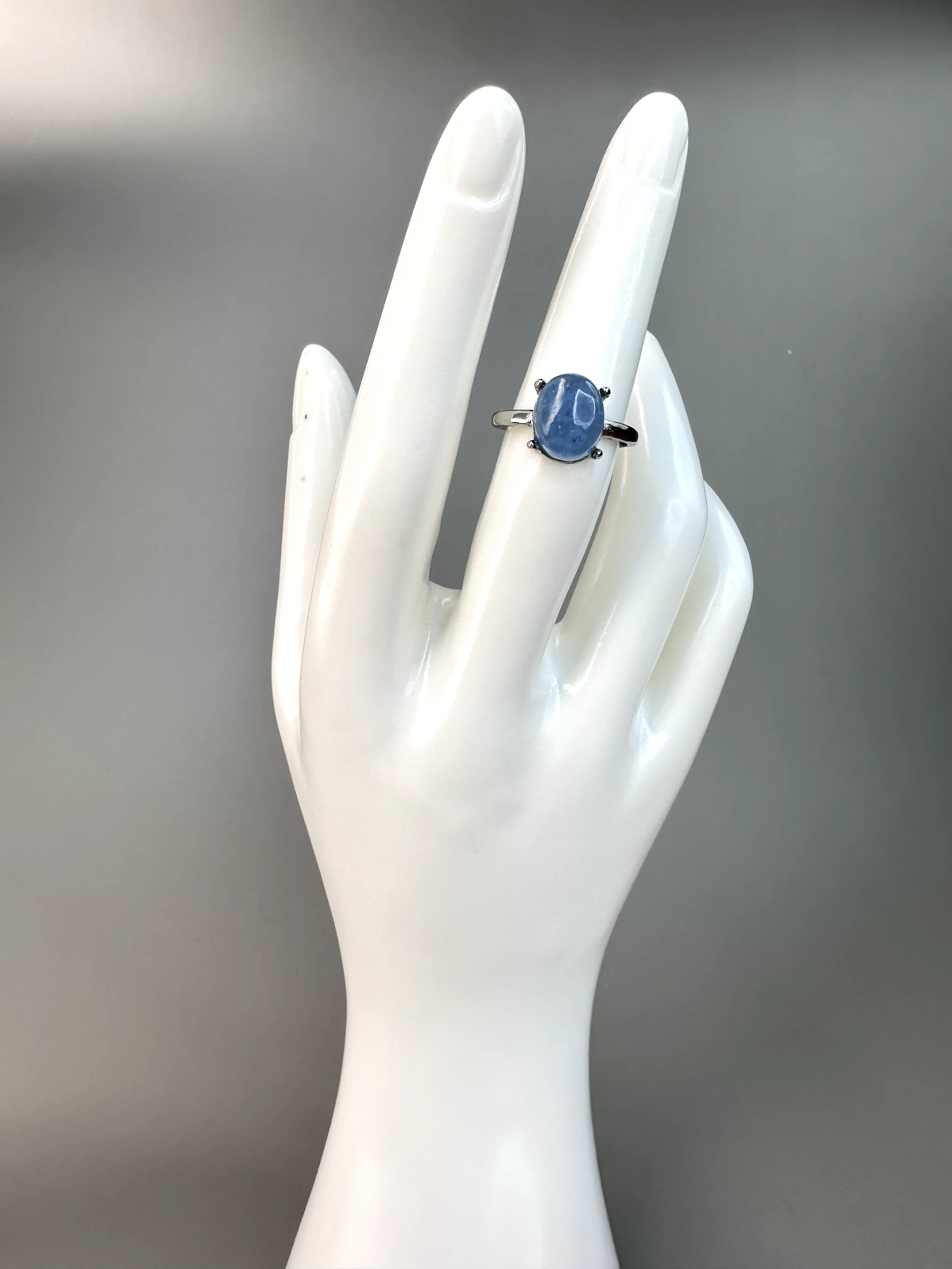 Oval Aquamarine Ring | Adjustable | Silver Plated