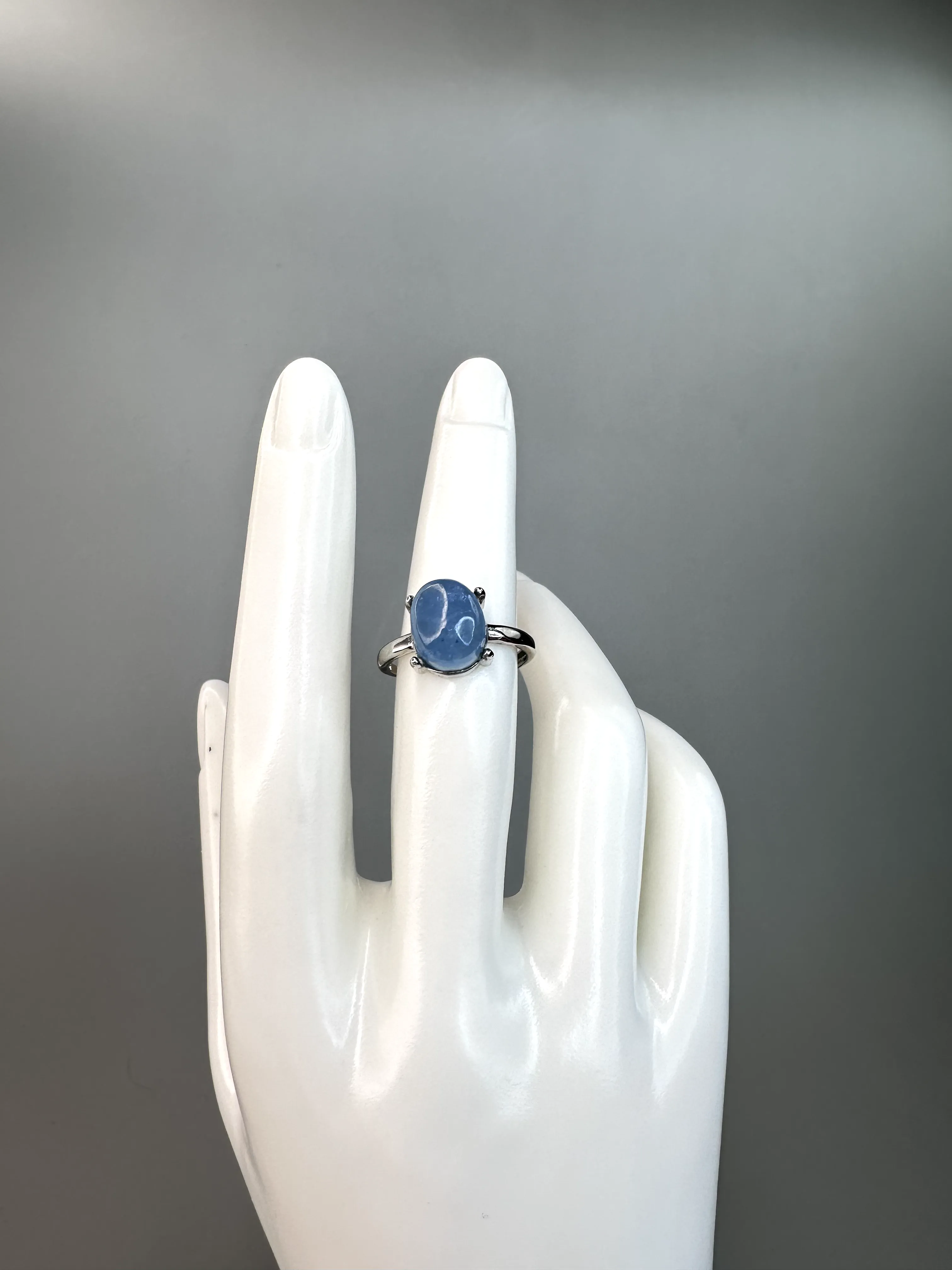 Oval Aquamarine Ring | Adjustable | Silver Plated