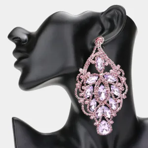 Over Sized Violet Crystal and Rhinestone Statement Earrings |  606372
