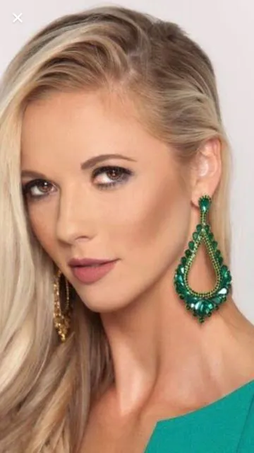 Oversized Cut Out Red Crystal Teardrop Earrings | 368847