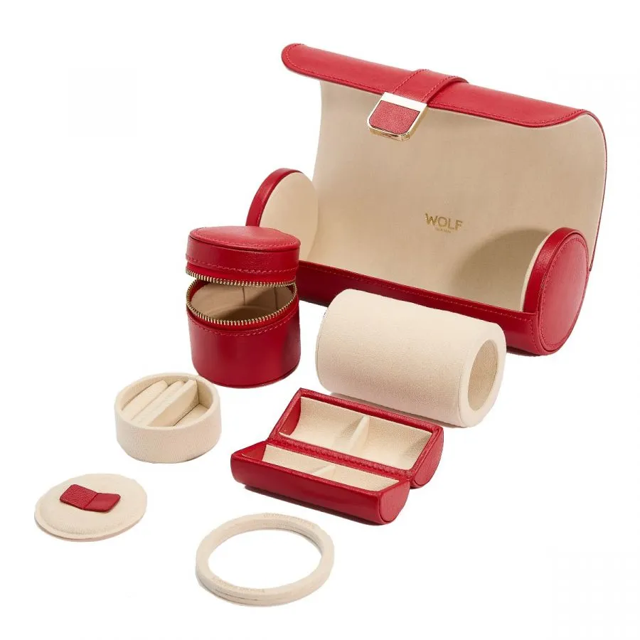 Palermo Double Watch Roll with Jewelry Pouch, Red