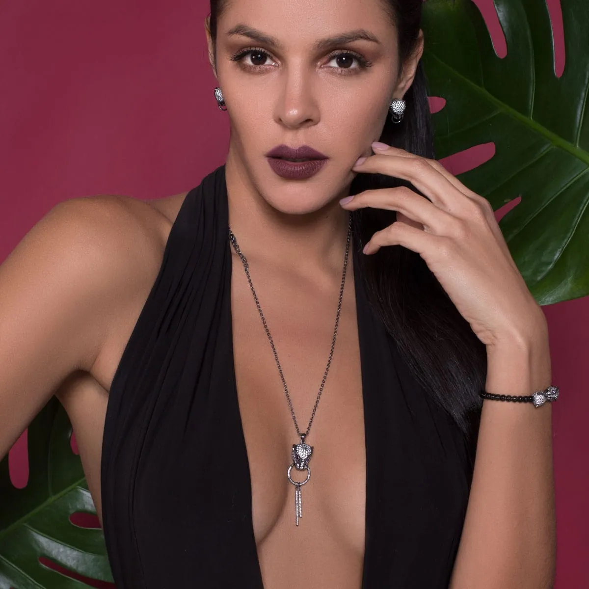 Panthera by Keysi Sayago | Gunmetal | Cubic Zirconia Crystal Earrings