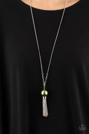Paparazzi - Belle Of The BALLROOM - Green  Tassel Necklace