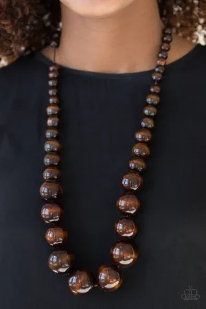 Paparazzi - Effortlessly Everglades  - Brown Wood Necklace