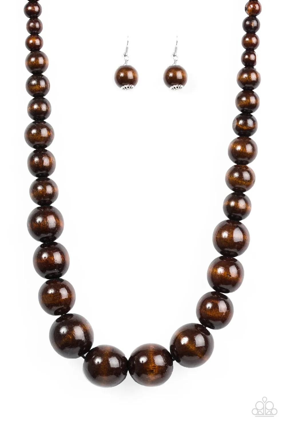Paparazzi - Effortlessly Everglades  - Brown Wood Necklace