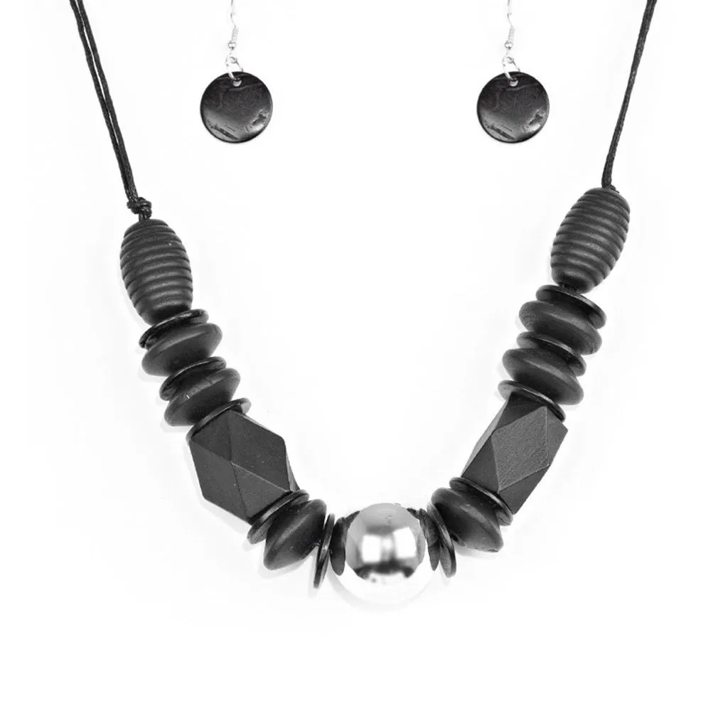 Paparazzi - Grand Turks Getaway - Black Wood Necklace
