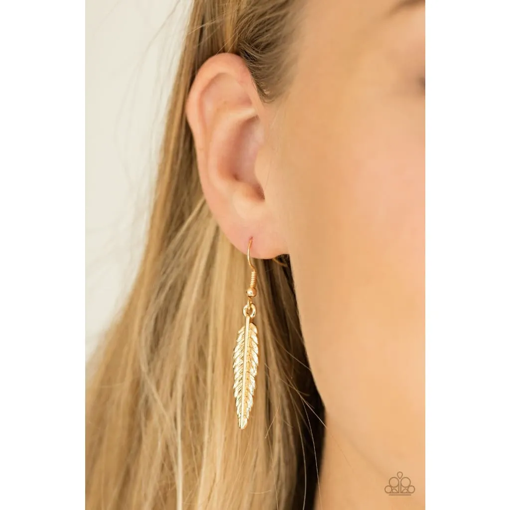 Paparazzi Light Flight - Gold Feather Necklace