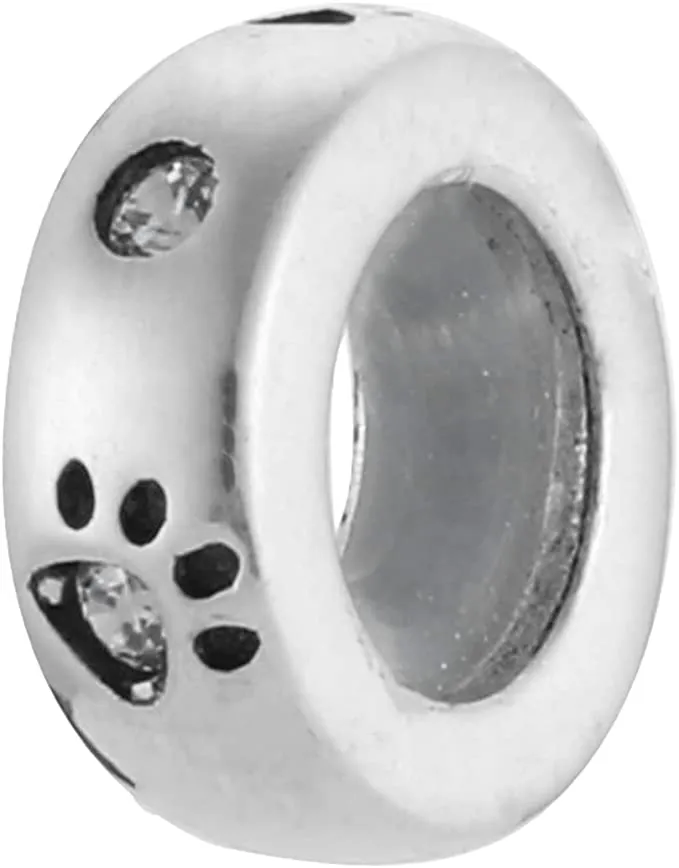 Paw Prints Spacer Stopper Bead Charm