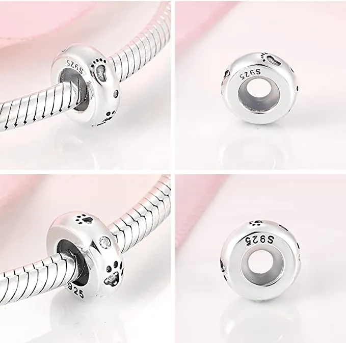 Paw Prints Spacer Stopper Bead Charm