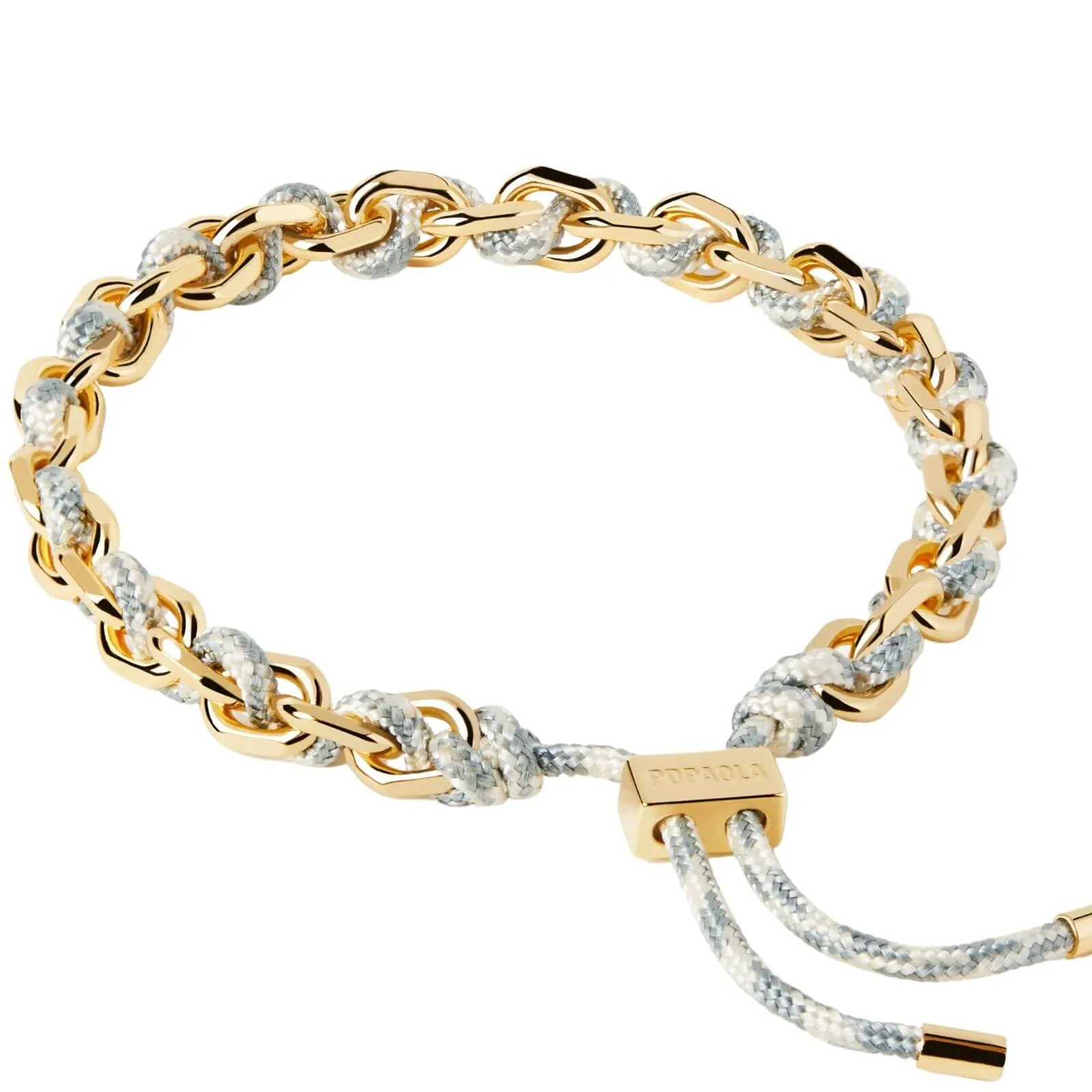PDPAOLA Sky Blue Rope & Silver Chain Bracelet