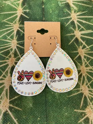 Peace Love Sunshine Dangle Earrings