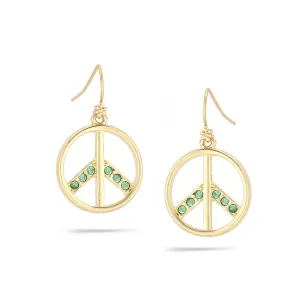 PEACE SYMBOL CRYSTAL DROP EARRINGS #191GN3301 (2D6)