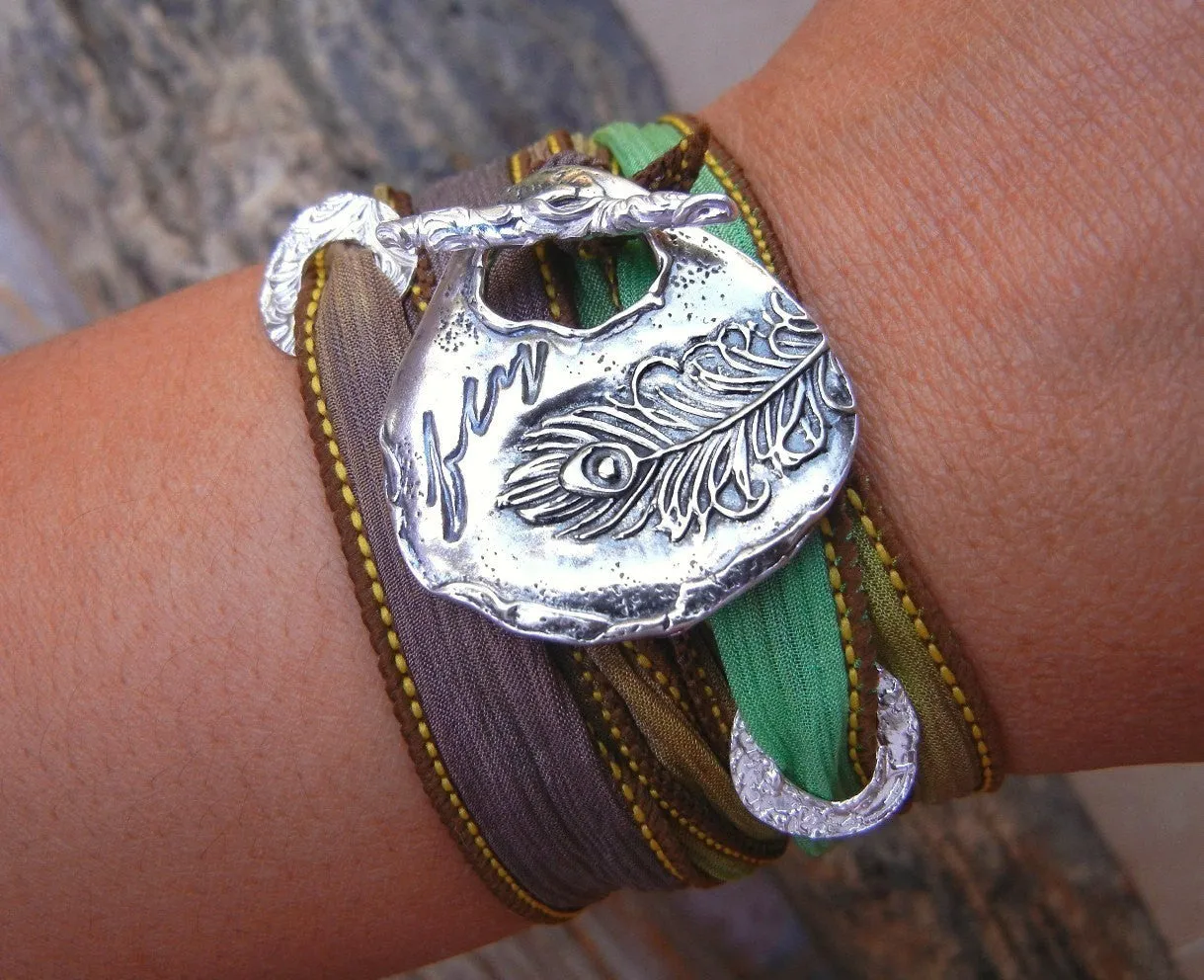 Peacock Toggle Wrap Bracelet
