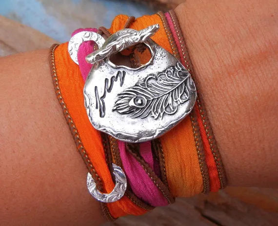 Peacock Toggle Wrap Bracelet