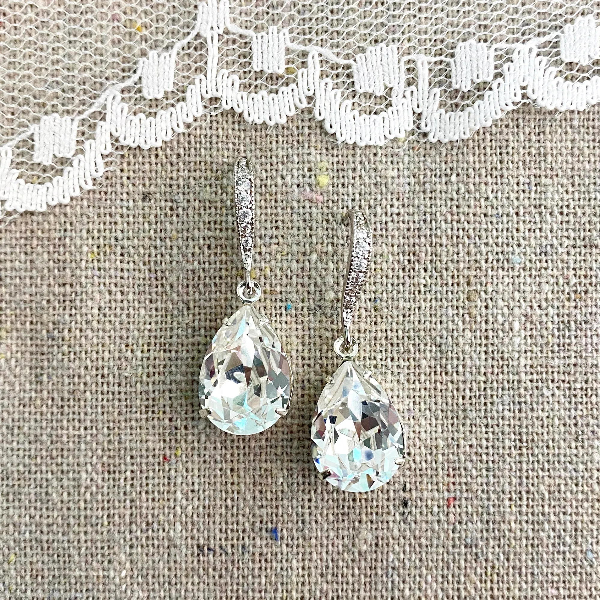 Pear Pavé Earrings • Medium