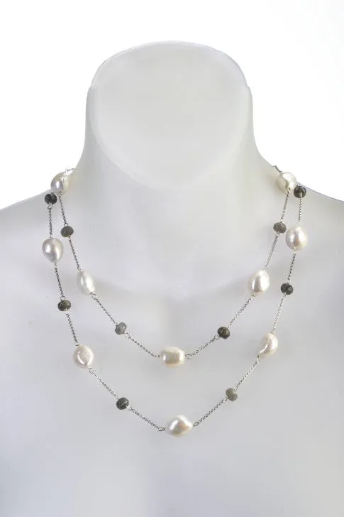 Pearl and labradorite necklace
