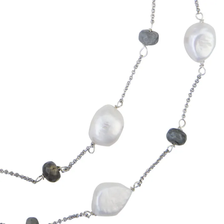 Pearl and labradorite necklace