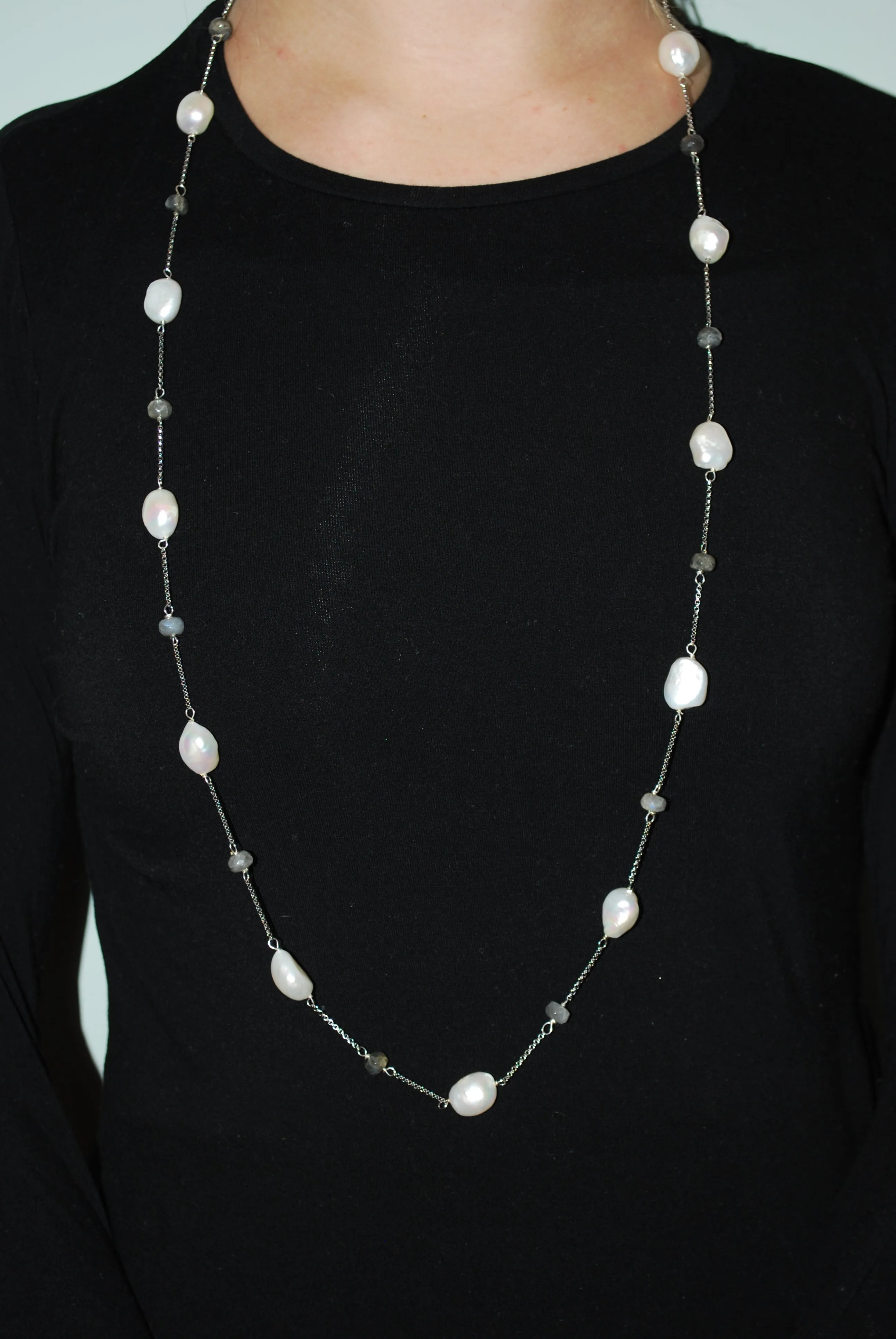 Pearl and labradorite necklace