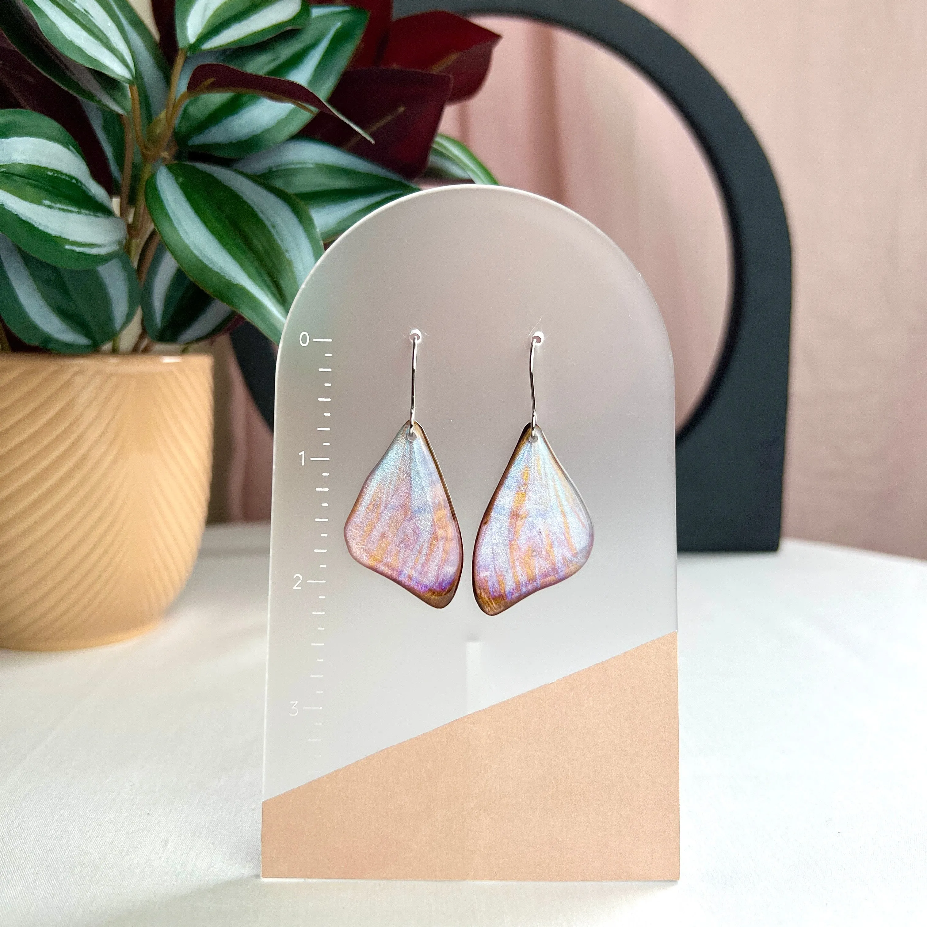 Pearl Morpho Butterfly Wing Earrings Top Wings