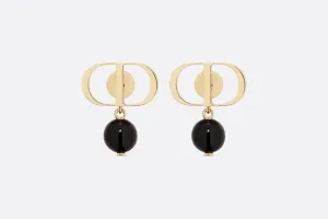 Petit CD Earrings • Gold-Finish Metal and Black Resin Pearls